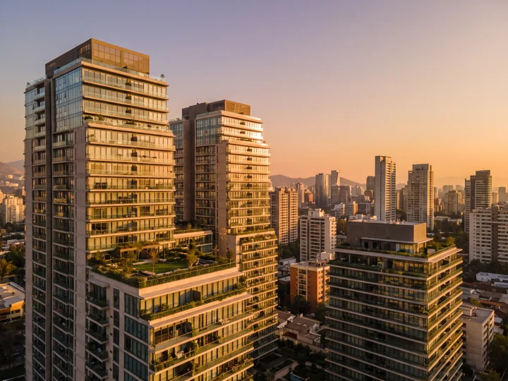 Tours résidentielles modernes à Asuncion au coucher du soleil