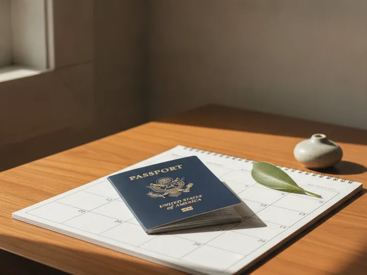 Passeport posé sur un calendrier